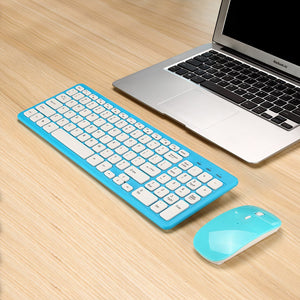 Blue Wireless Keyboard & Mouse